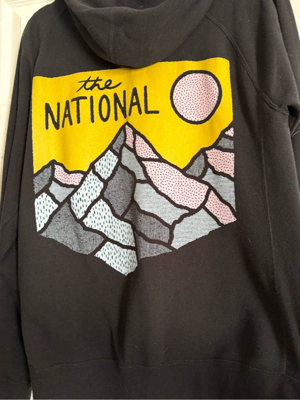 Men's Black Zip Hoodie Jacket with Mountain Patch - Picture 2 of 3